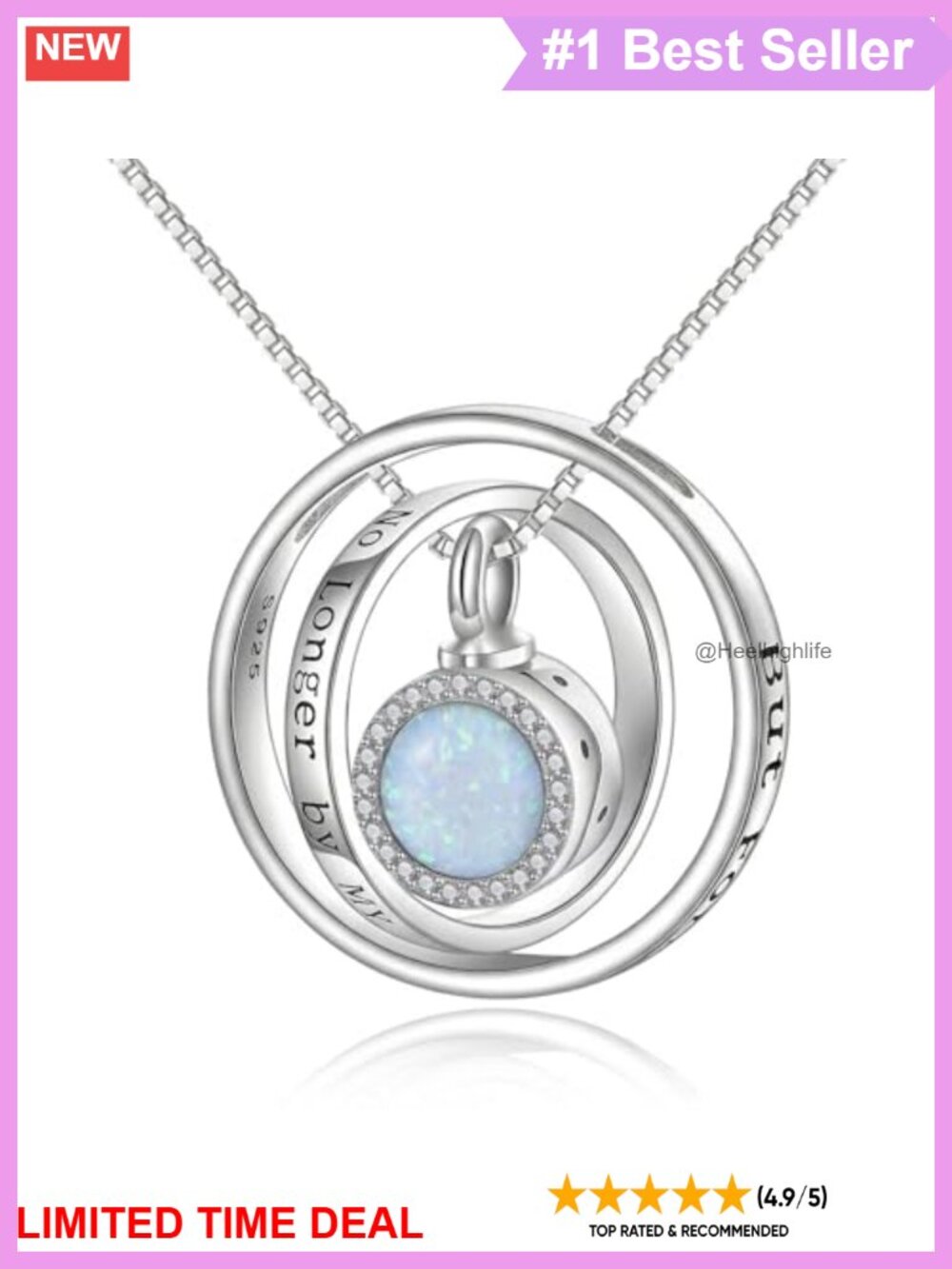 Sterling Silver Tree of Life Urn Necklace Opal Cremation Jewelry Ashes